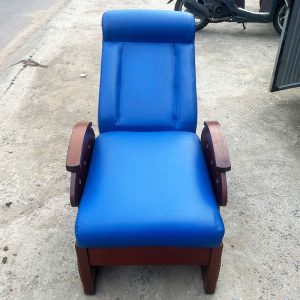 Sofa Thư Giãn 1m4 Bọc Da Xanh Khung Gỗ Cũ