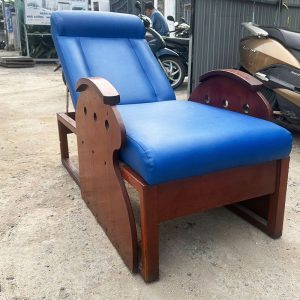 Sofa Thư Giãn 1m4 Bọc Da Xanh Khung Gỗ Cũ