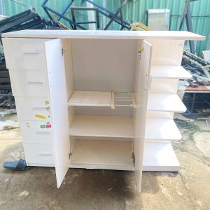 Tủ Áo Nhựa Trắng 1m4 Nhiều Ngăn Cũ