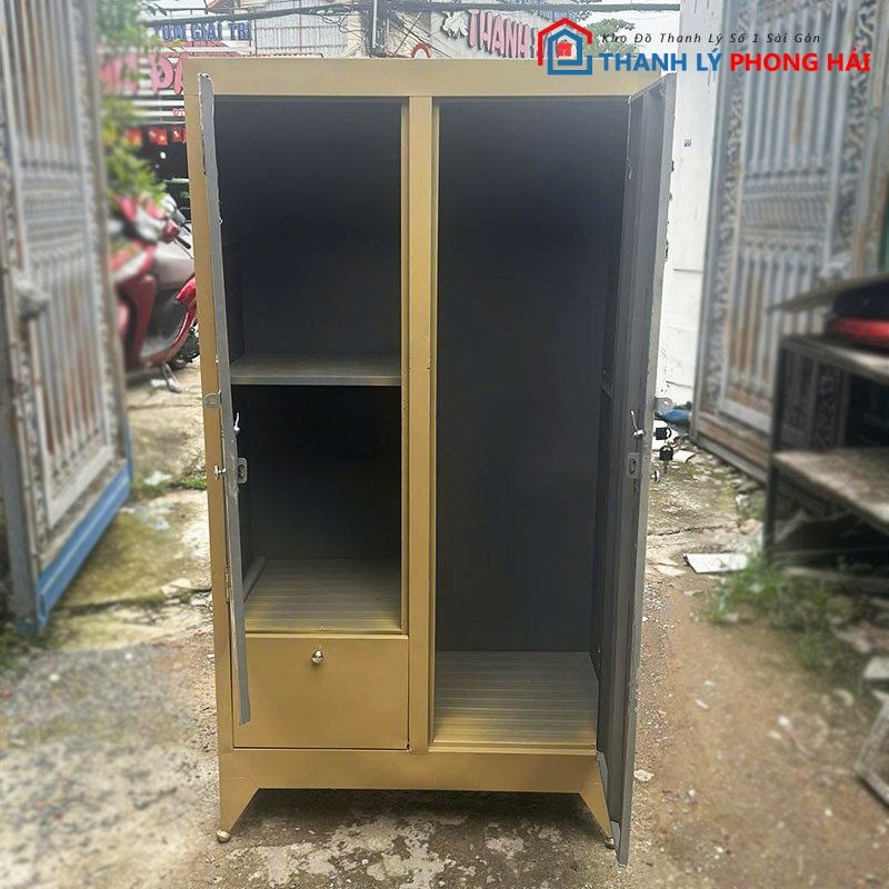 tu-quan-ao-sat-84cm-4 Tủ Quần Áo Sắt 80cm 2 Cánh Cũ (Nhiều Màu)