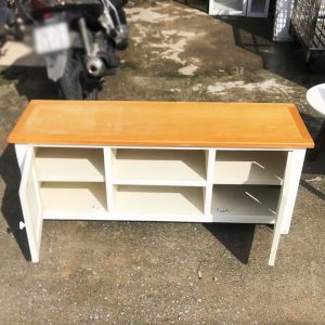 Tủ Tivi Cũ 1m2 Phối Màu Gỗ Và Trắng