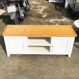 Tủ Tivi Cũ 1m2 Phối Màu Gỗ Và Trắng