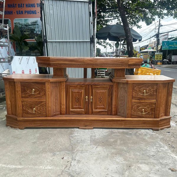 Thanh Lý Tủ Tivi Gỗ Tự Nhiên 2 Tầng 1m8 Mới 99%