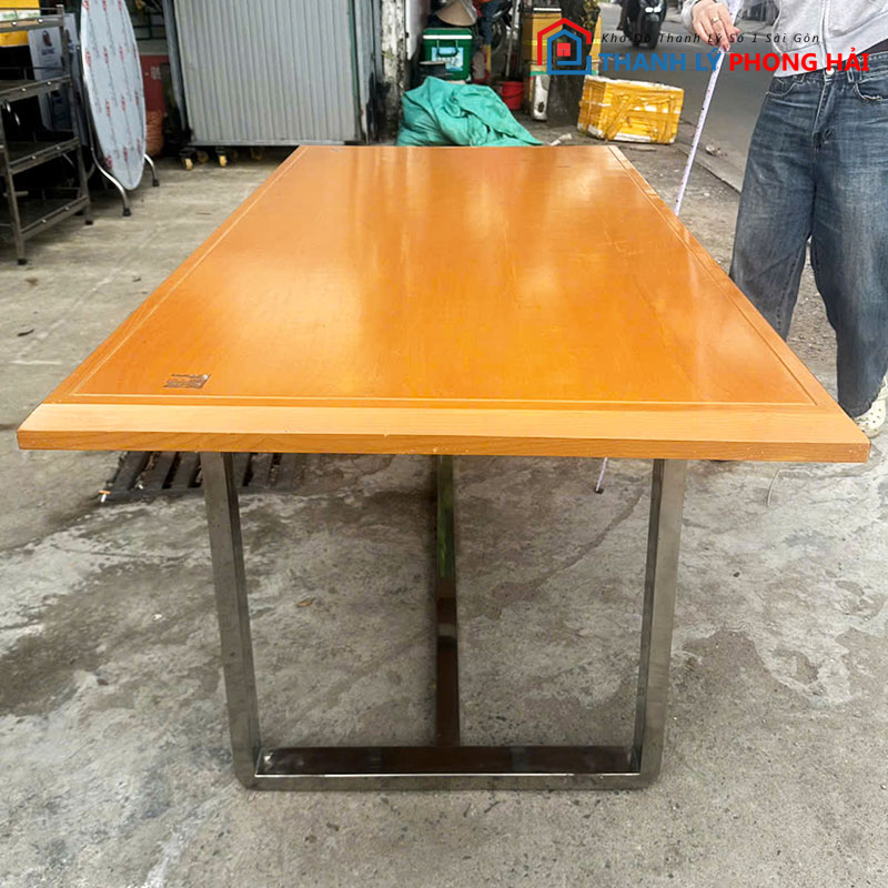ban-hop-mat-go-1m8-chan-sat-cu-1 Bàn Họp Mặt Gỗ 1m8 Chân Sắt Cũ