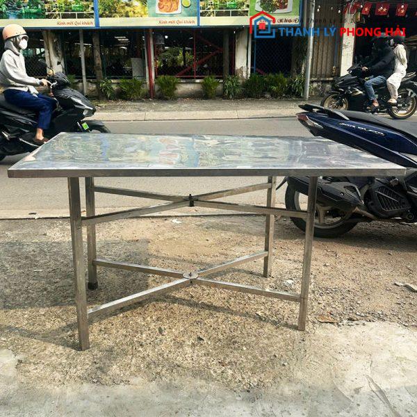 Bàn Inox 1m32 Mặt Bóng Cũ