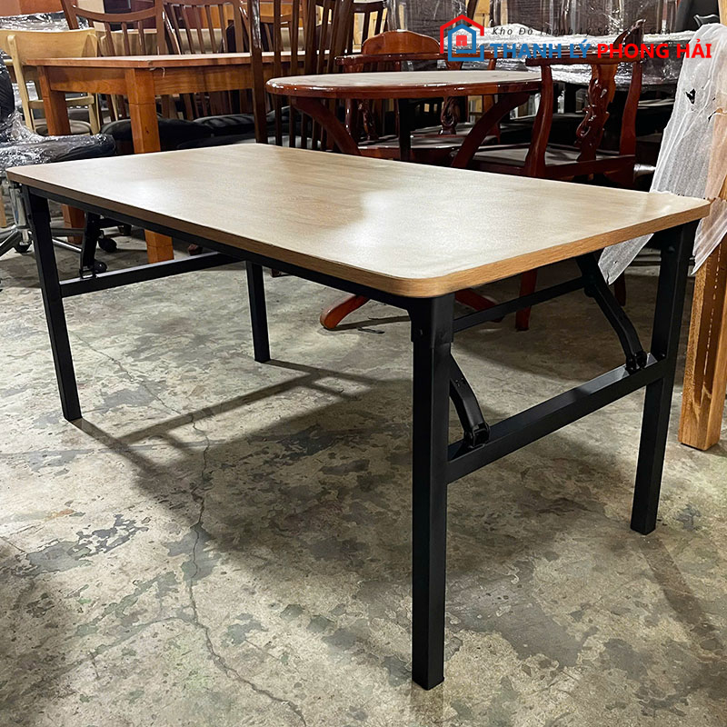 ban-lam-viec-chan-gap-1m2-chan-sat-3 Bàn Làm Việc Chân Gập 1m2 Chân Sắt Mặt Gỗ Cũ