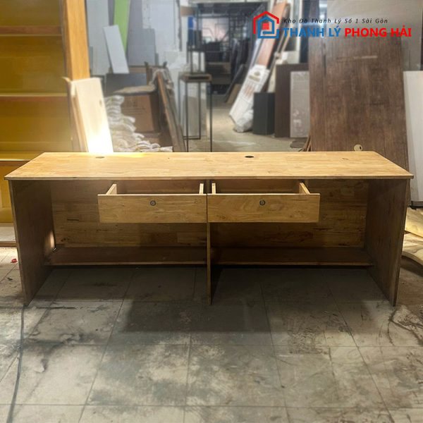 Bàn Làm Việc Cũ 2 Chỗ 2m1 Bằng Gỗ