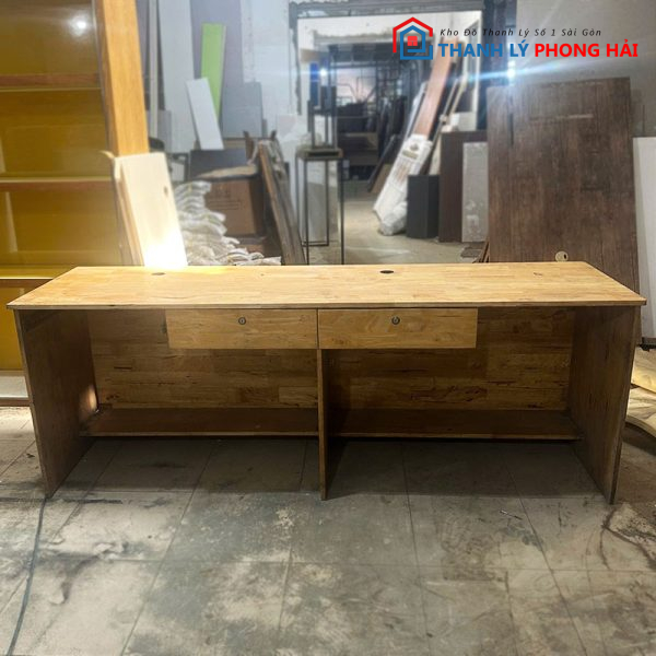 Bàn Làm Việc Cũ 2 Chỗ 2m1 Bằng Gỗ