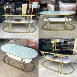 Bàn Sofa 2 Tầng Mặt Kính Đen Và Xanh Ngọc Mới 99%