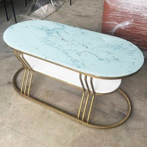 Bàn Sofa 2 Tầng Mặt Kính Đen Và Xanh Ngọc Mới 99%