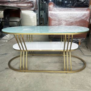 Bàn Sofa 2 Tầng Mặt Kính Đen Và Xanh Ngọc Mới 99%