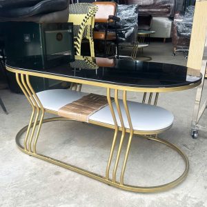 Bàn Sofa 2 Tầng Mặt Kính Đen Và Xanh Ngọc Mới 99%