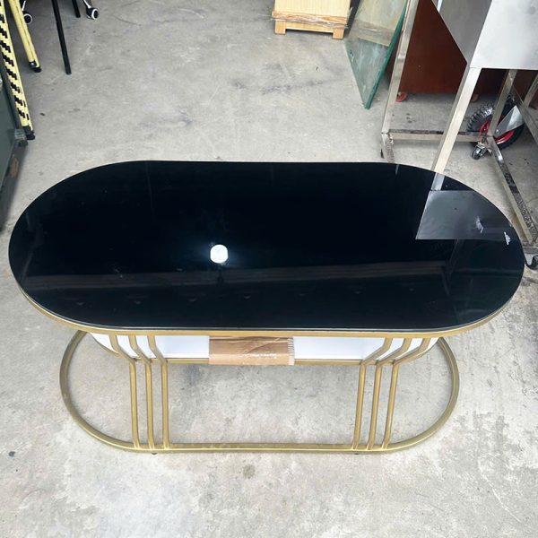 Bàn Sofa 2 Tầng Mặt Kính Đen Và Xanh Ngọc Mới 99%