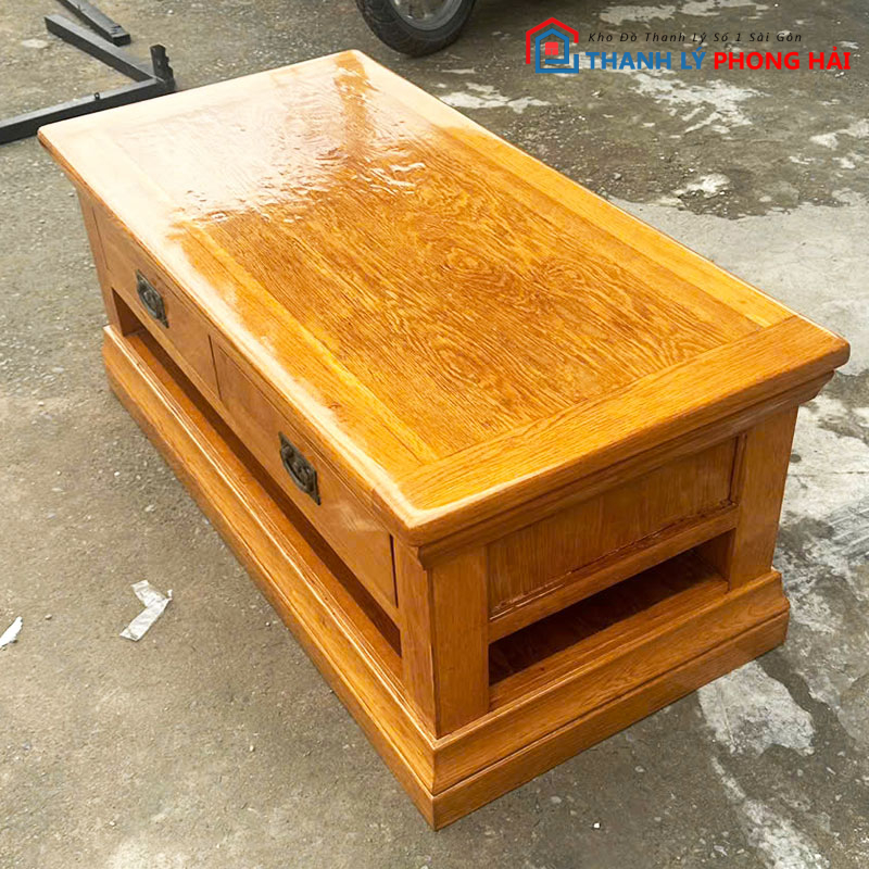 ban-sofa-go-tu-nhien-1m1-kem-4-ngan-keo-cu-2 Bàn Sofa Gỗ Tự Nhiên 1m1 Kèm 4 Ngăn Kéo Cũ