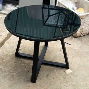 Bàn Sofa Tròn 60cm Mặt Kính Đen Cũ
