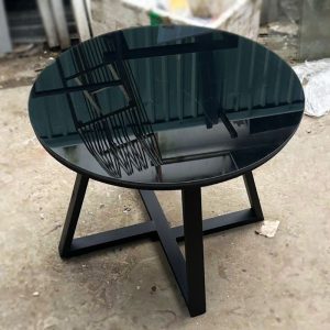 Bàn Sofa Tròn 60cm Mặt Kính Đen Cũ