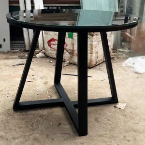 Bàn Sofa Tròn 60cm Mặt Kính Đen Cũ