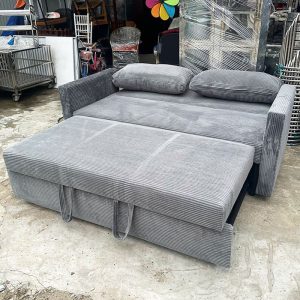 Băng Sofa Bed 1m6 Nhung Tăm Xám Mới 99%
