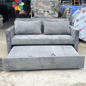 Băng Sofa Bed 1m6 Nhung Tăm Xám Mới 99%