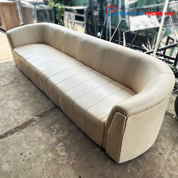 Băng Sofa Cũ Bọc Da Màu Kem 2m8