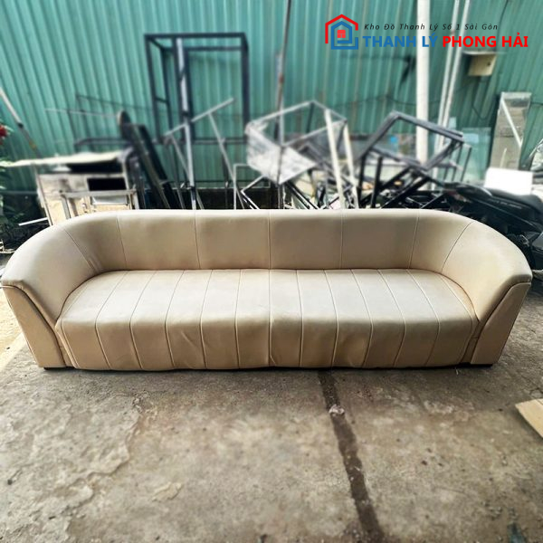 Băng Sofa Cũ Bọc Da Màu Kem 2m8