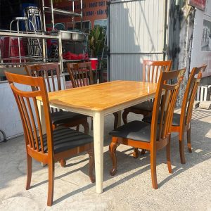 Bộ Bàn Ăn 1m55 Kèm 6 Ghế Cổ Điển Cũ