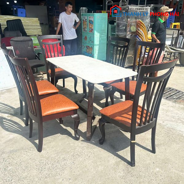 Bộ Bàn Ăn 1m4 Kèm 6 Ghế Cổ Điển Cũ