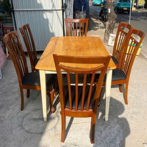 Bộ Bàn Ăn 1m55 Kèm 6 Ghế Cổ Điển Cũ