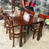 Bộ Bàn Ăn 1m6 Gỗ Màu Cánh Gián Kèm 6 Ghế Cũ
