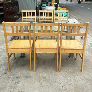 Bộ Bàn Ăn 6 Ghế Gỗ 1m4 Kèm Bàn Mặt Kính Cũ