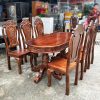 Thanh Lý Bộ Bàn Ăn 6 Ghế Mặt Oval 1m58 Mới 99%