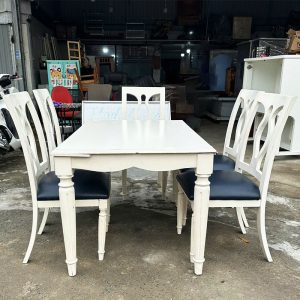 Bộ Bàn Ăn Cổ Điển 1m2 Màu Trắng Cũ