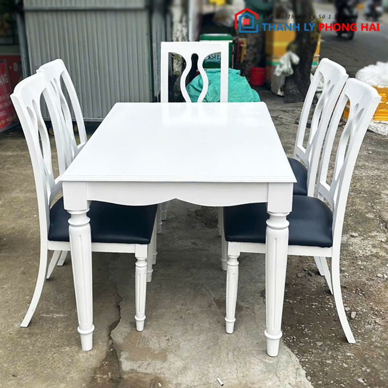 bo-ban-an-co-dien-1m2-mau-trang-cu-5 Bộ Bàn Ăn Cổ Điển 1m2 Màu Trắng Cũ