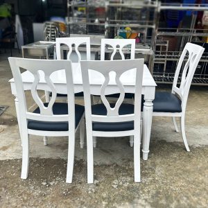 Bộ Bàn Ăn Cổ Điển 1m2 Màu Trắng Cũ