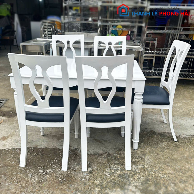 bo-ban-an-co-dien-1m2-mau-trang-cu-6 Bộ Bàn Ăn Cổ Điển 1m2 Màu Trắng Cũ