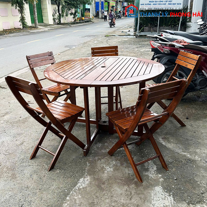 bo-ban-an-gap-gon-1m2-go-tu-nhien-cu-4 Bộ Bàn Ăn Gấp Gọn 1m2 Gỗ Tự Nhiên Cũ