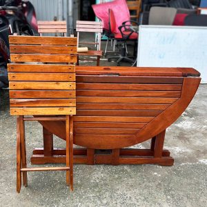 Bộ Bàn Ăn Gấp Gọn 1m2 Gỗ Tự Nhiên Cũ