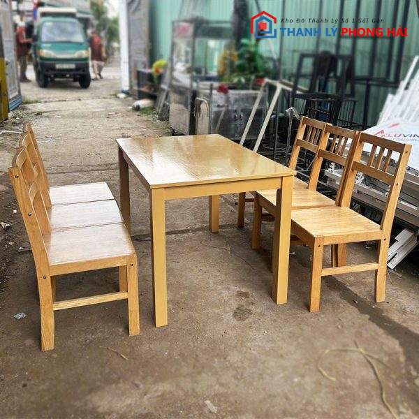 Bộ Bàn Ăn Gỗ Tự Nhiên 1m2 Kèm 6 Ghế