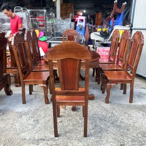 Thanh Lý Bộ Bàn Ăn Oval Gỗ 8 Ghế Mới 99%