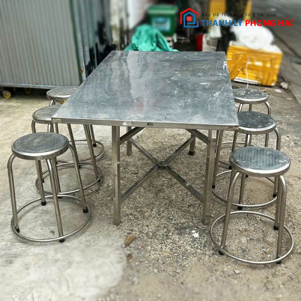 Bộ Bàn Ghế Ăn Inox 1m32 Cũ