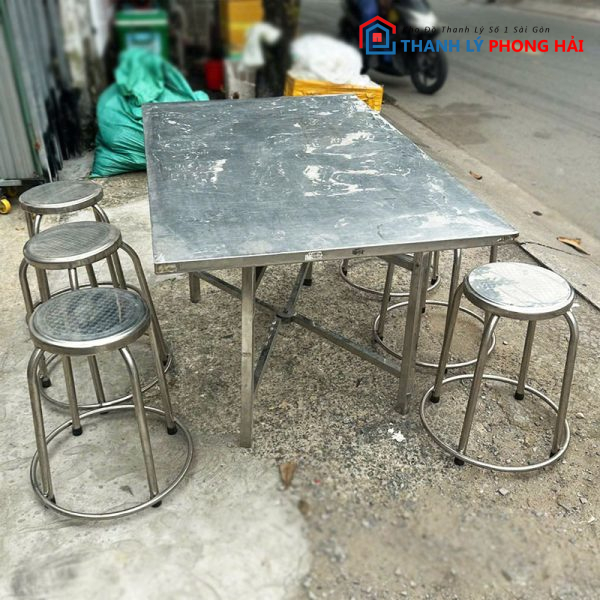 Bộ Bàn Ghế Ăn Inox 1m32 Cũ