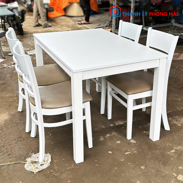 Bộ Bàn Ghế Cabin 1m15 Cũ Màu Trắng