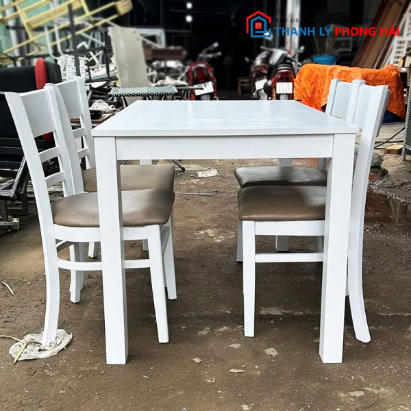 Bộ Bàn Ghế Cabin 1m15 Cũ Màu Trắng