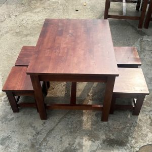 Bộ Bàn Ghế Gỗ 80cm Màu Cánh Gián Mới 99%