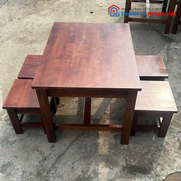Bộ Bàn Ghế Gỗ 80cm Màu Cánh Gián Mới 99%