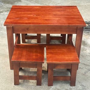 Bộ Bàn Ghế Gỗ 80cm Màu Cánh Gián Mới 99%