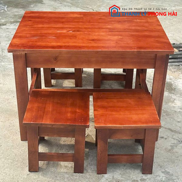 Bộ Bàn Ghế Gỗ 80cm Màu Cánh Gián Mới 99%
