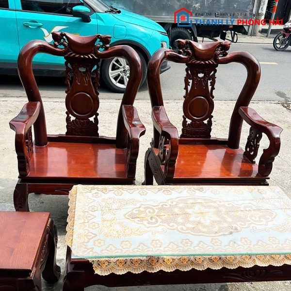 Bộ Salon Gỗ Tay 8 1m7 Cũ Sang Trọng