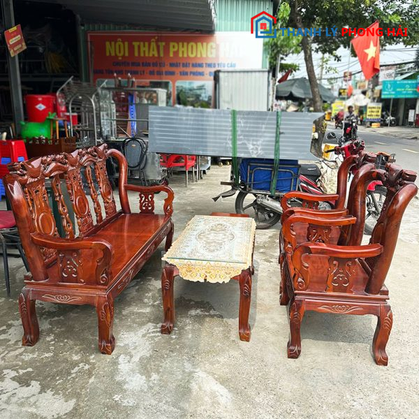 Bộ Salon Gỗ Tay 8 1m7 Cũ Sang Trọng