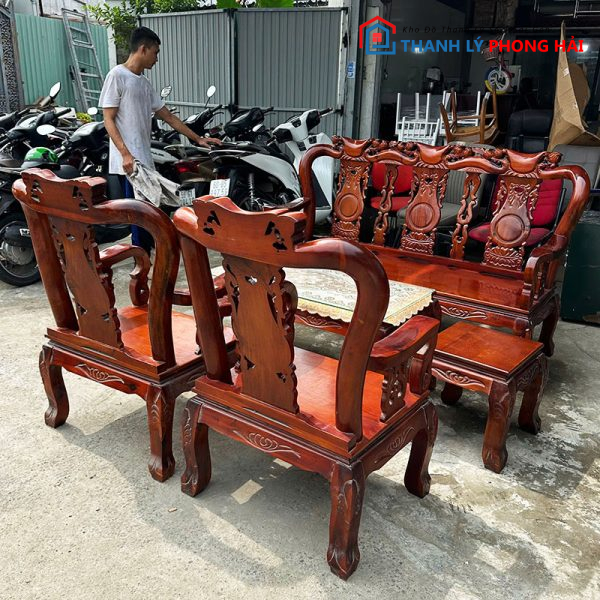 Bộ Salon Gỗ Tay 8 1m7 Cũ Sang Trọng